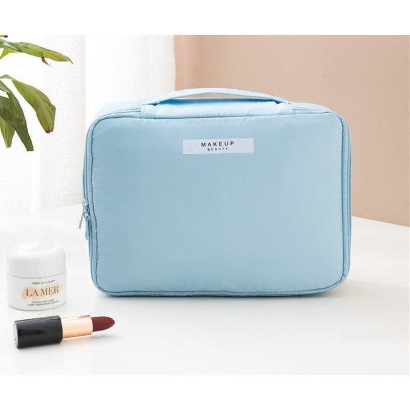 Geanta de Calatorie, Kadeny, pentru Cosmetice si Articole de Toaleta, Material Impermeabil, 2 in 1, Portfard Interior Detasabil, 23 x 16 x 8 cm, Albastru