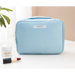 Geanta de Calatorie, Kadeny, pentru Cosmetice si Articole de Toaleta, Material Impermeabil, 2 in 1, Portfard Interior Detasabil, 23 x 16 x 8 cm, Albastru