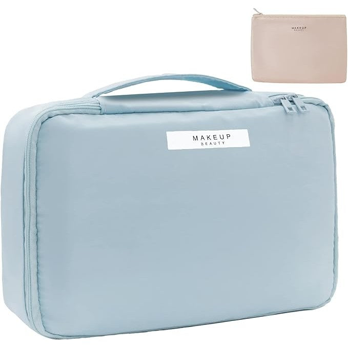 Geanta de Calatorie, Kadeny, pentru Cosmetice si Articole de Toaleta, Material Impermeabil, 2 in 1, Portfard Interior Detasabil, 23 x 16 x 8 cm, Albastru