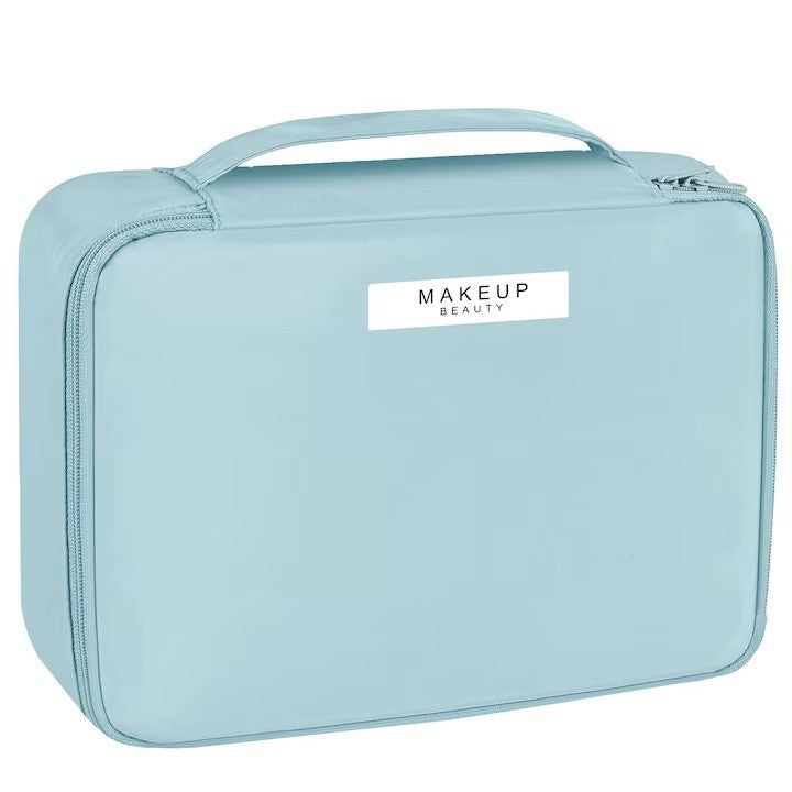 Geanta de Calatorie, Kadeny, pentru Cosmetice si Articole de Toaleta, Material Impermeabil, 2 in 1, Portfard Interior Detasabil, 23 x 16 x 8 cm, Albastru