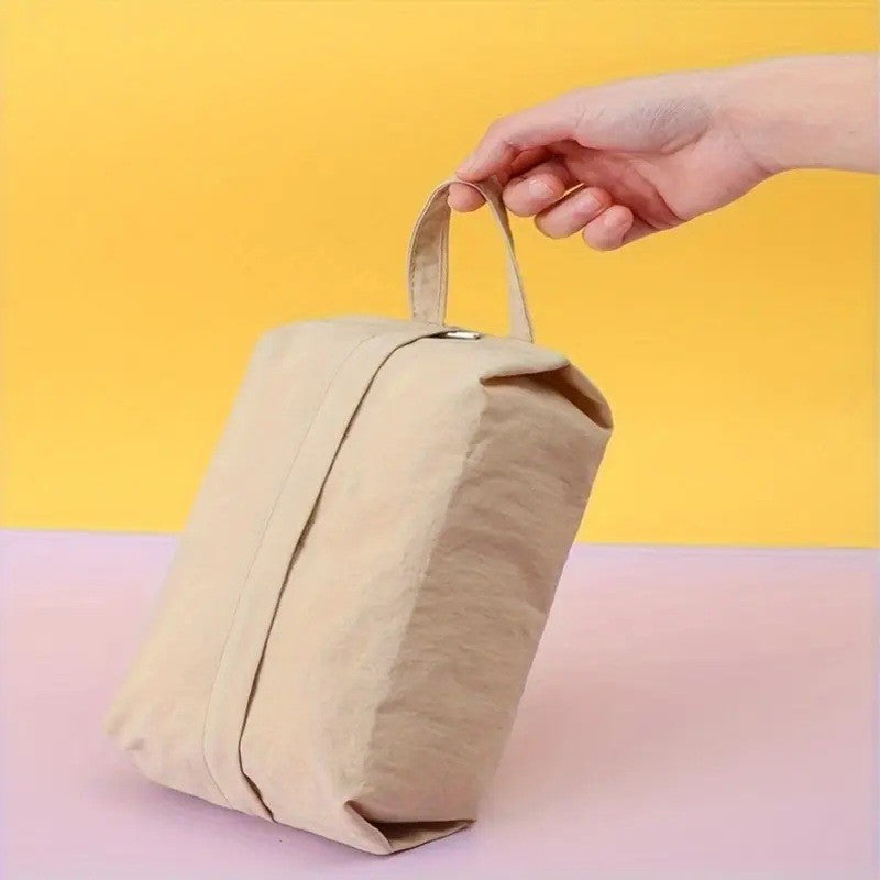 Geanta de Depozitare, Kadeny, Pentru Haine Mici, Lenjerie, Sosete, Cosmetice, Impermeabila, cu Maner, 10x20x3 cm, Crem