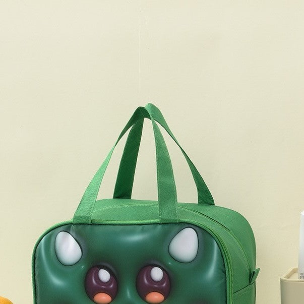 Geanta Frigorifica, Kaveny, cu Desene Animat 3D, Portabila pentru Copii, de Pranz, din Panza Oxford, 27.5x18x20 cm, Model Crocodil, Verde