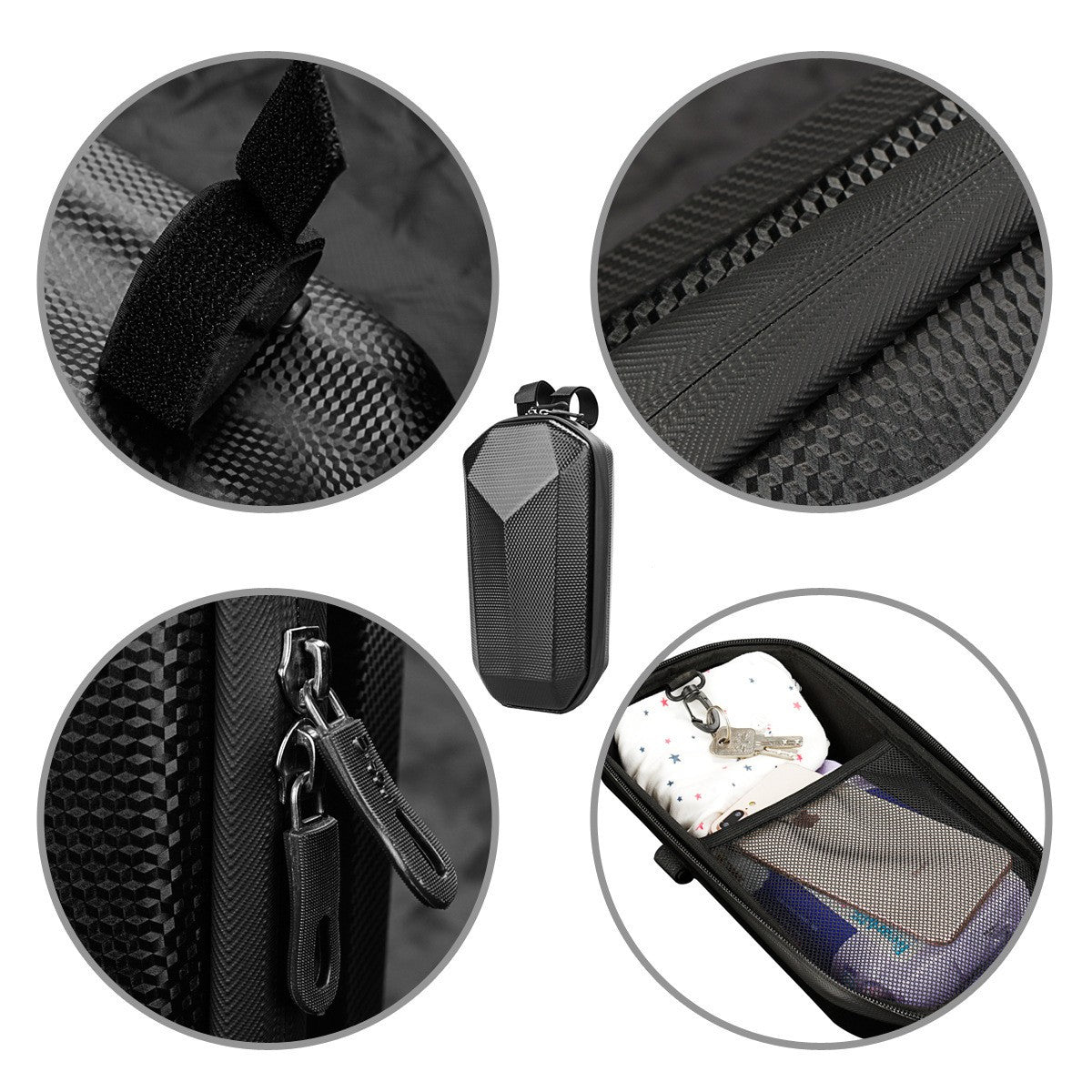 Geanta pentru Trotineta Electrica, Kaveny, Hard Shell de 4 L, Geanta Frontala pentru Bicicleta, Impermiabila Rigida pentru Bicicleta, 30 x 15.5 x 13 cm, Negru