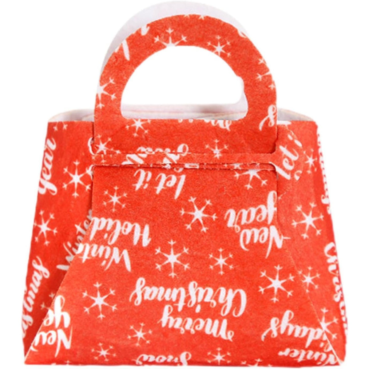 Geanta pentru Copii, Kadeny, Pliabila, pentru Cadouri de Craciun, din Panza Netesuta, Merry Christmas, 13 x 12 x 6 cm, Rosu
