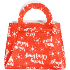 Geanta pentru Copii, Kadeny, Pliabila, pentru Cadouri de Craciun, din Panza Netesuta, Merry Christmas, 13 x 12 x 6 cm, Rosu