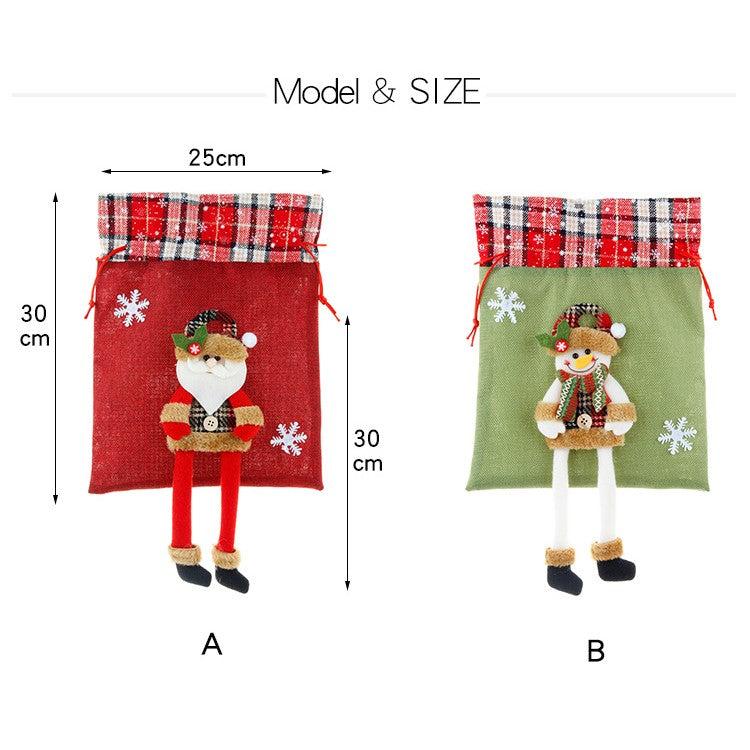 Sac din textil pentru cadouri de Craciun, Kadeny, Model Ren, 30x25 cm, Gri