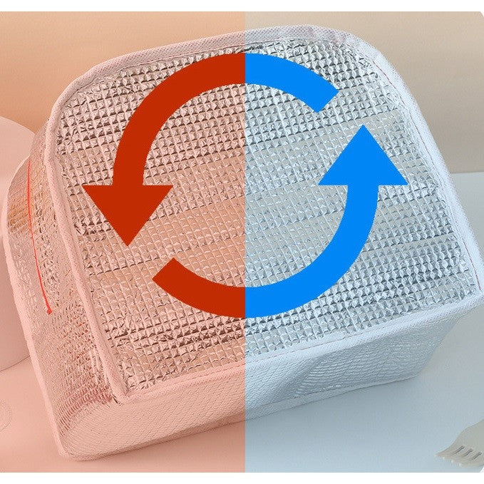 Geanta Termoizolanta pentru Copii, Kaveny, 23x13x19 cm, Model Imprimeu Foca, din Folie de Aluminiu si Panza Oxford, Galben/Portocaliu