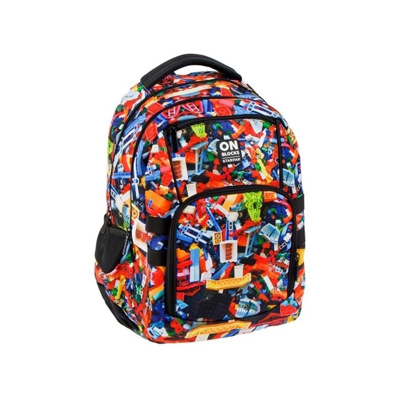 Ghiozdan Starpak Blocks, 2 compartimente, 4 buzunare, multicolor, 446524