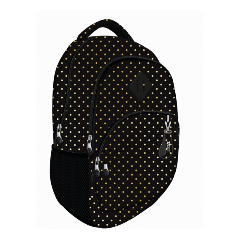 Ghiozdan St.Majewski LOOZZ Golden Dots, 43cm, 2 compartimente, 1 buzunar, negru cu buline aurii