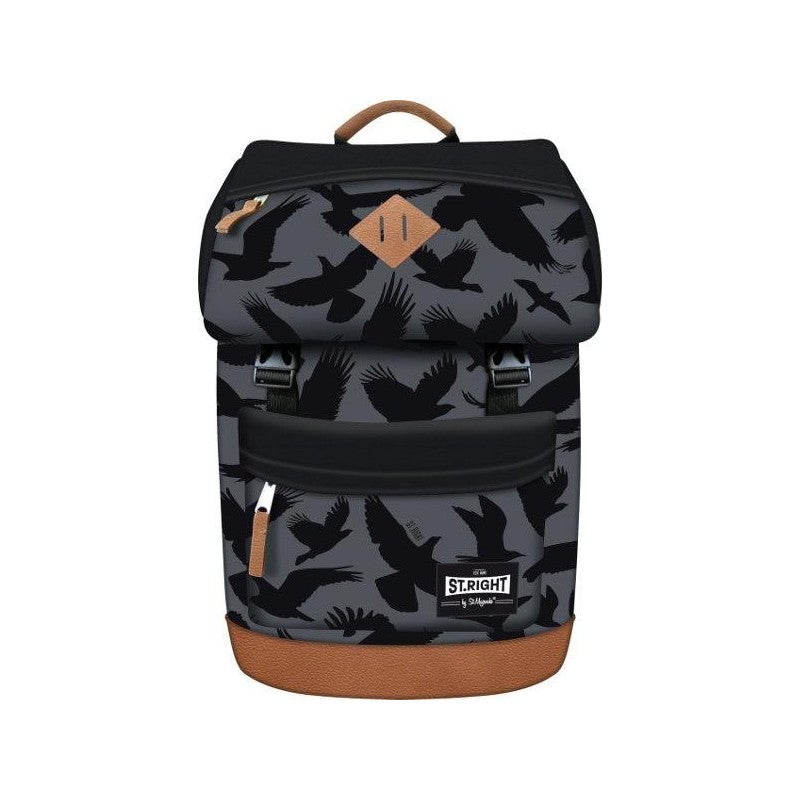 Ghiozdan St.Majewski St.Right Eagle, 1 compartiment, 2 buzunare, gri cu negru, BP-45 / 619588