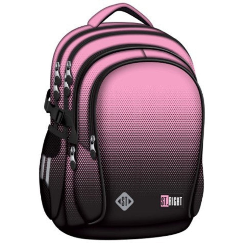 Ghiozdan St.Majewski St.Right Pink Gradient, 42cm, 4 compartimente, negru cu roz