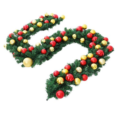 Ghirlanda decorativa Craciun cu Globuri colorate, Kadeny, 2,70 m, Verde
