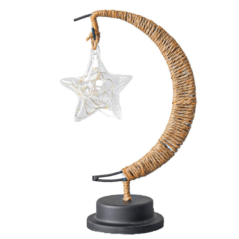 Lampa veghe Kaveny, semi-luna cu stea din sticla, led, 28x15 cm, alb cald