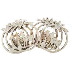 Accesorii creatie - lemn decupat - glob cu caprioara, set 6 buc, Colorarte, FS-MF