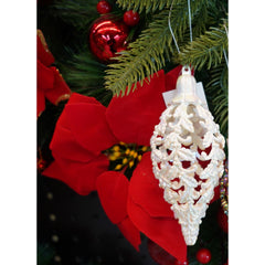 Glob de Craciun, Perlat, in forma de Con de brad, 6 cm x 15 cm, Plastic, Kadeny