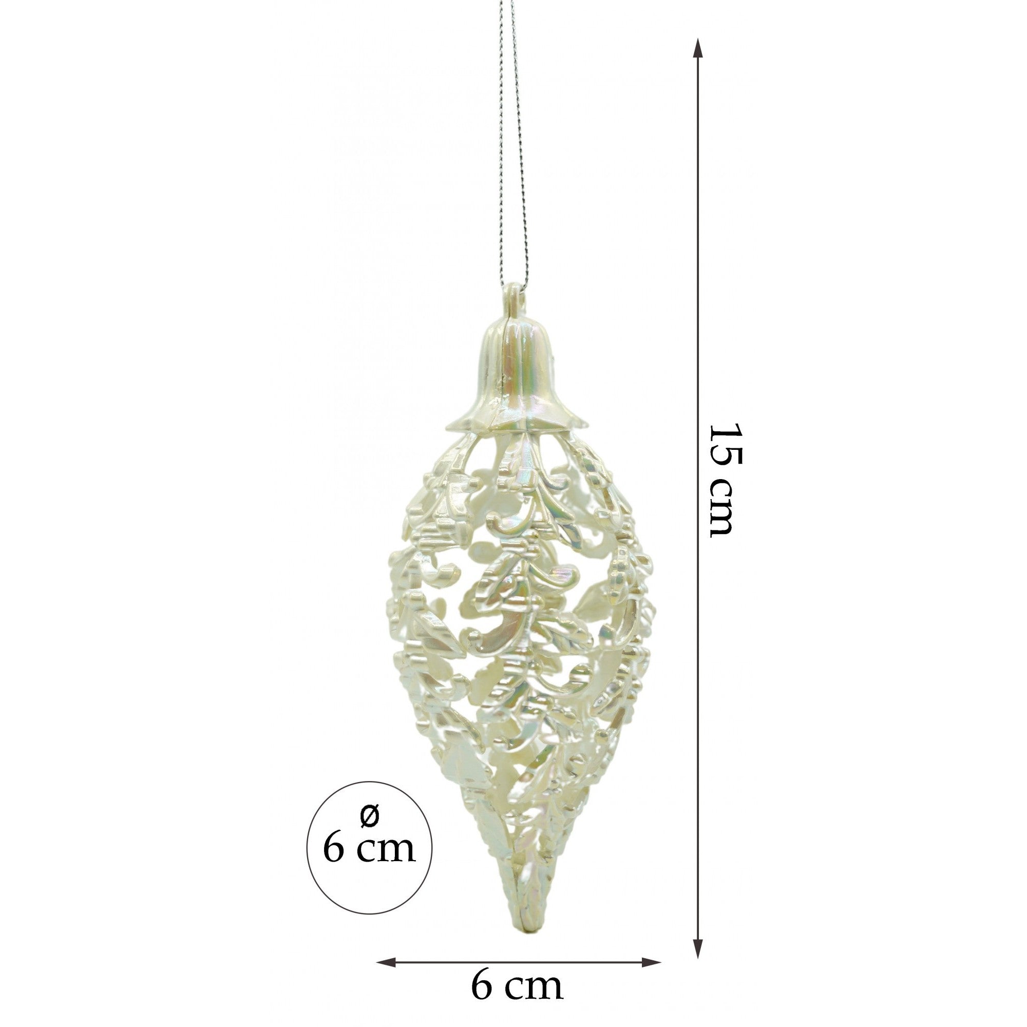 Glob de Craciun, Perlat, in forma de Con de brad, 6 cm x 15 cm, Plastic, Kadeny