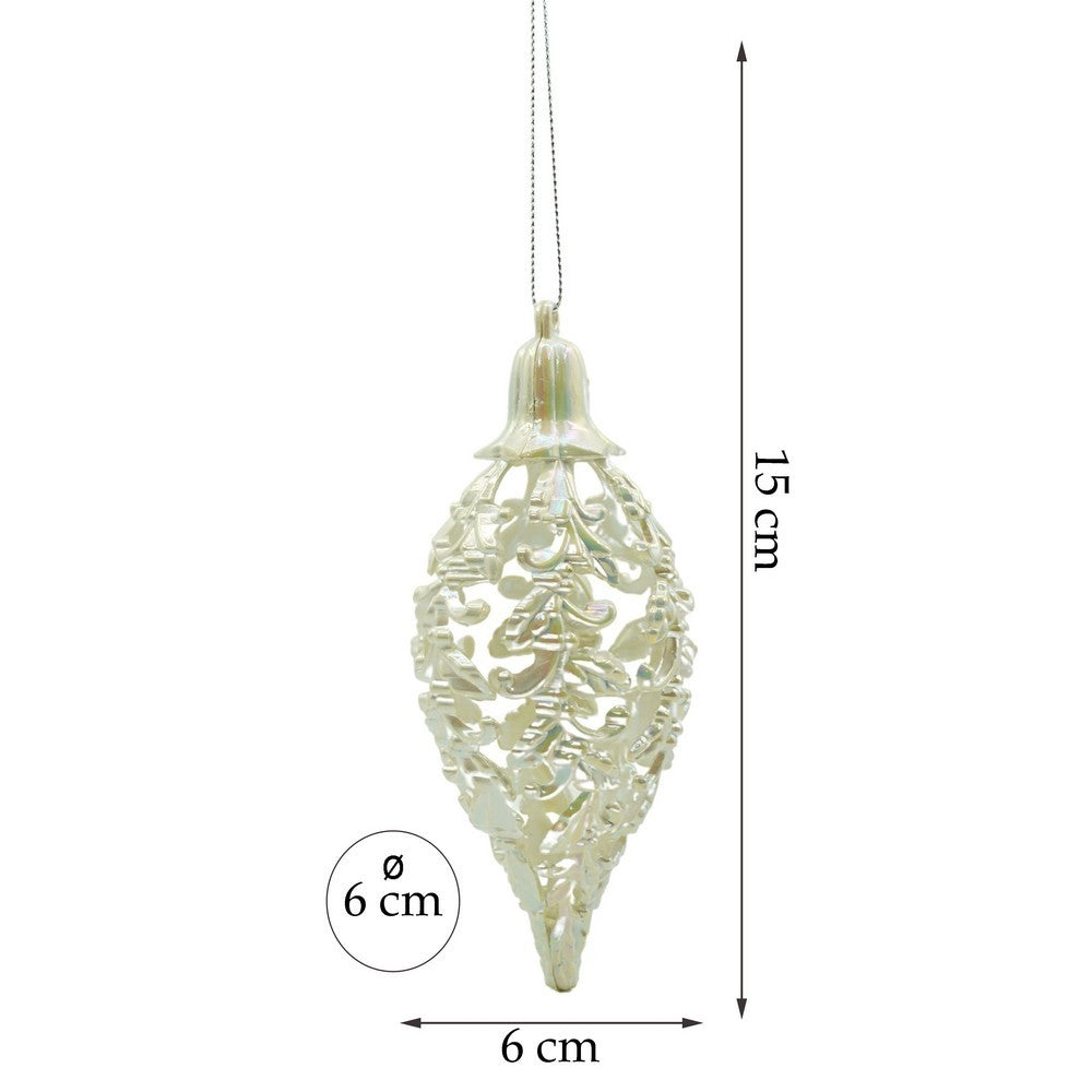 Glob de Craciun, Perlat, in forma de Con de brad, 6 cm x 15 cm, Plastic, Kadeny