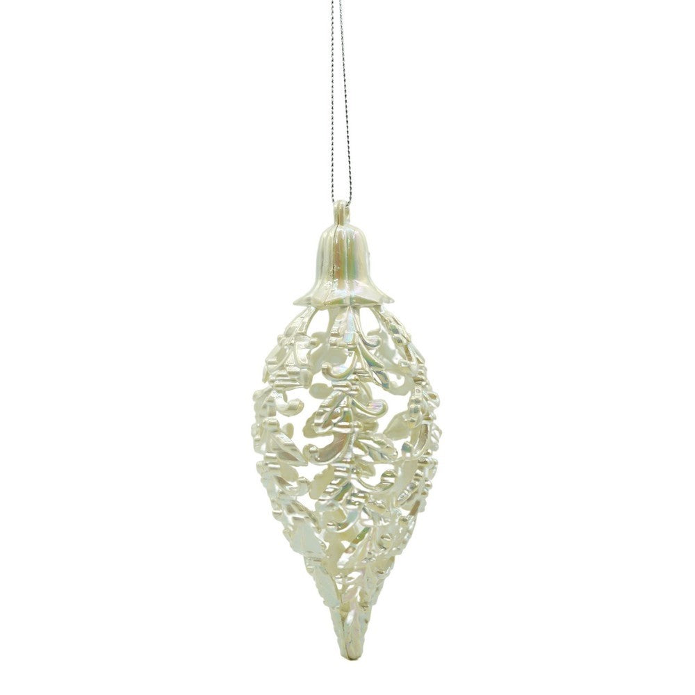 Glob de Craciun, Perlat, in forma de Con de brad, 6 cm x 15 cm, Plastic, Kadeny