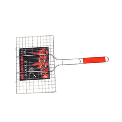 Gratar pentru Peste si Carne, Kadeny, Suprafata Utila 32x19 cm, Otel Inoxidabil, cu Maner, Portabil, Argintiu