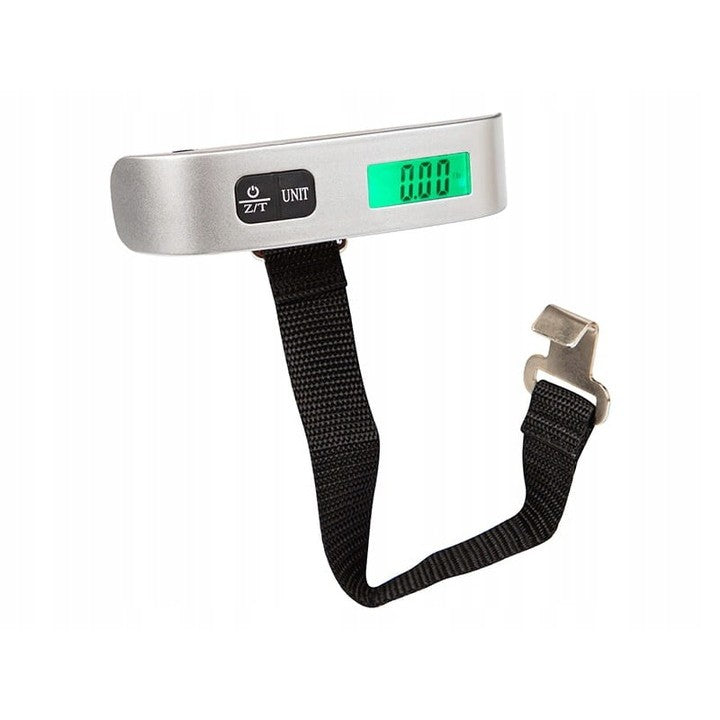 Cantar Digital de Mana Curea, Kadeny, Cantar Portabil, Cantarire Bagaje, Capacitate 50 kg, Functie de Tara, 12.5 x 2.8 x 2.8 cm, Alb-Negru