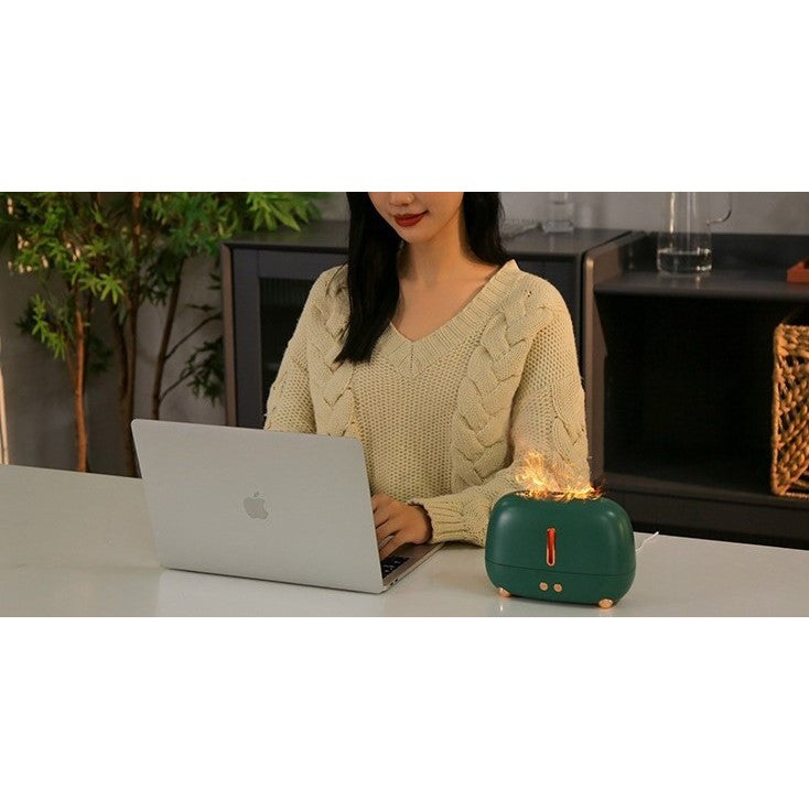 Umidificator de tip flacara, Kaveny, cu aromaterapie, 7 culori, 250 ml, verde