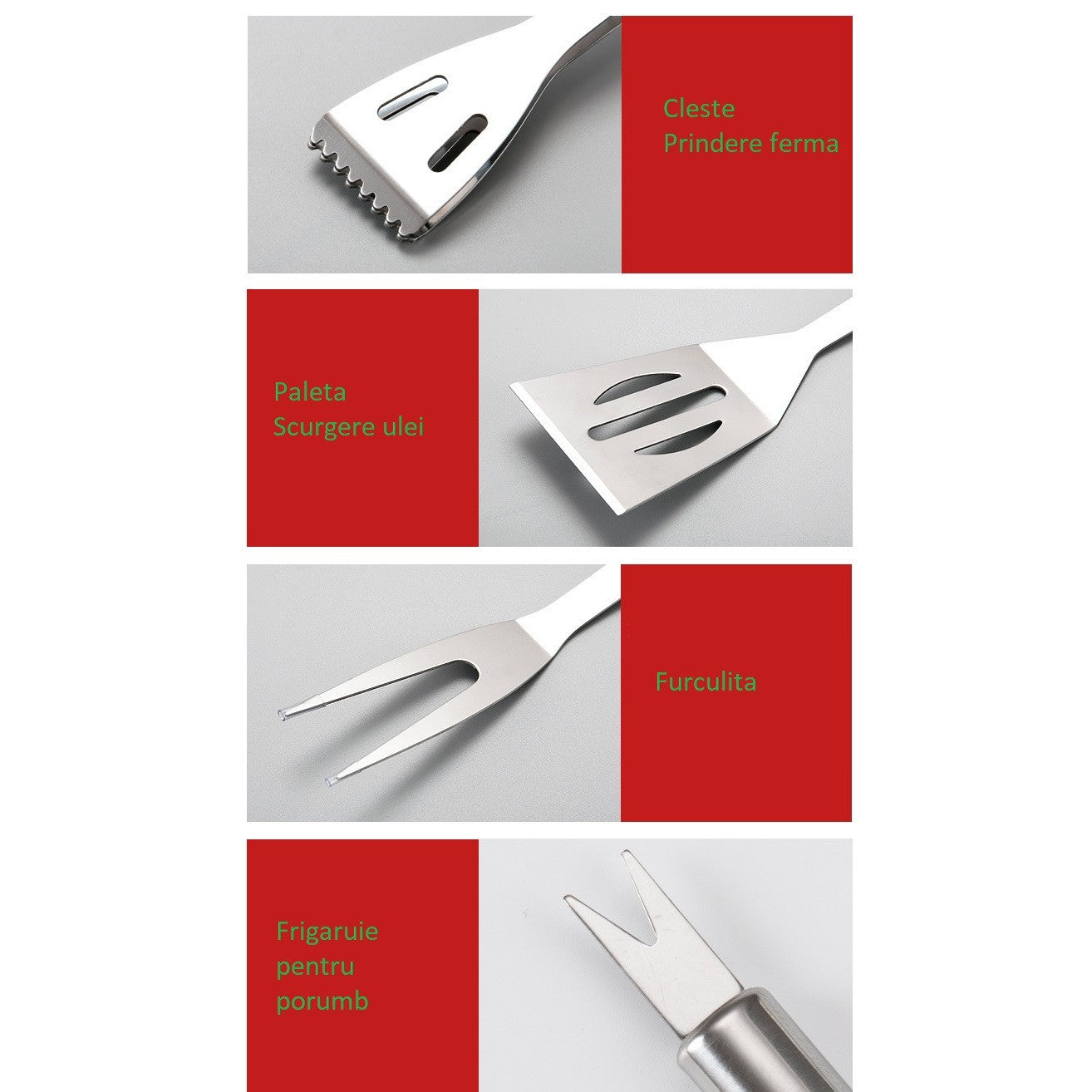 Set 18 Ustensile pentru Gratar, Kadeny, din Otel Inoxidabil, Geanta Oxford, Argintiu