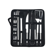 Set 18 Ustensile pentru Gratar, Kadeny, din Otel Inoxidabil, Geanta Oxford, Argintiu