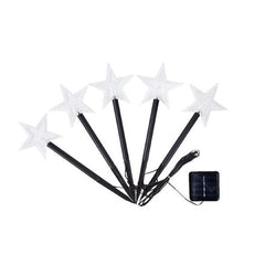 Set 5 Lampi solare LED de exterior Model Stea, pentru gradina, Kaveny, 35.5 cm, Alb Cald