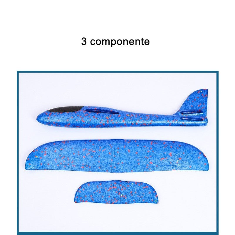 Avion planor din polistiren in punga , lungime 47 cm , Albastru , Kaveny