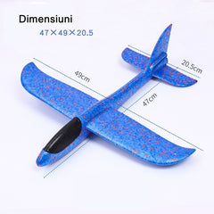 Avion planor din polistiren in punga , lungime 47 cm , Albastru , Kaveny