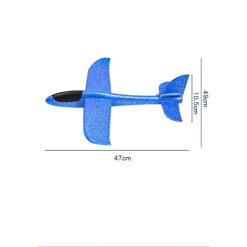 Avion planor din polistiren in punga , lungime 47 cm , Albastru , Kaveny
