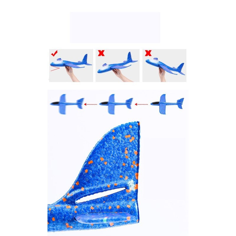 Avion planor din polistiren in punga , lungime 47 cm , Albastru , Kaveny