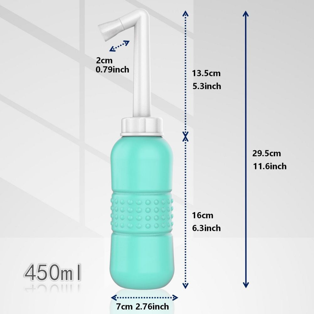 Bideu Portabil pentru Igiena Intima, Kadeny, pentru Postpartum/ Postoperator, 450 mL, cu Capac si Husa Galbena, 29.5x7 cm, Culoare Recipient Verde