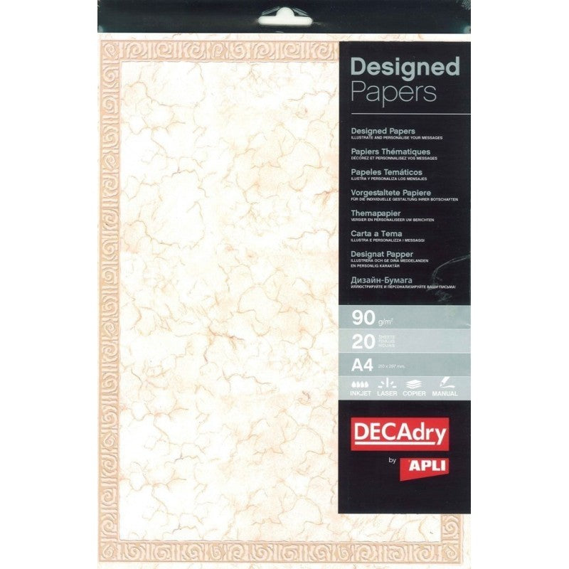 Hartie cu model A4 DECAdry 12456, 90g/mp, model piatra, set 20 coli