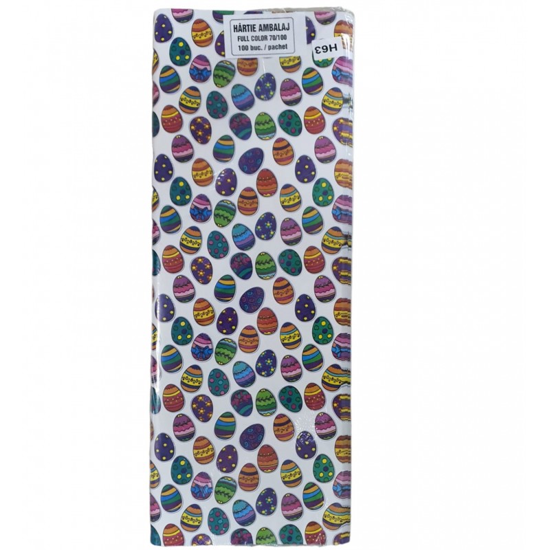 Hartie ambalat cadou, 70x100cm, diverse modele sarbatori pascale, 100 coli/set