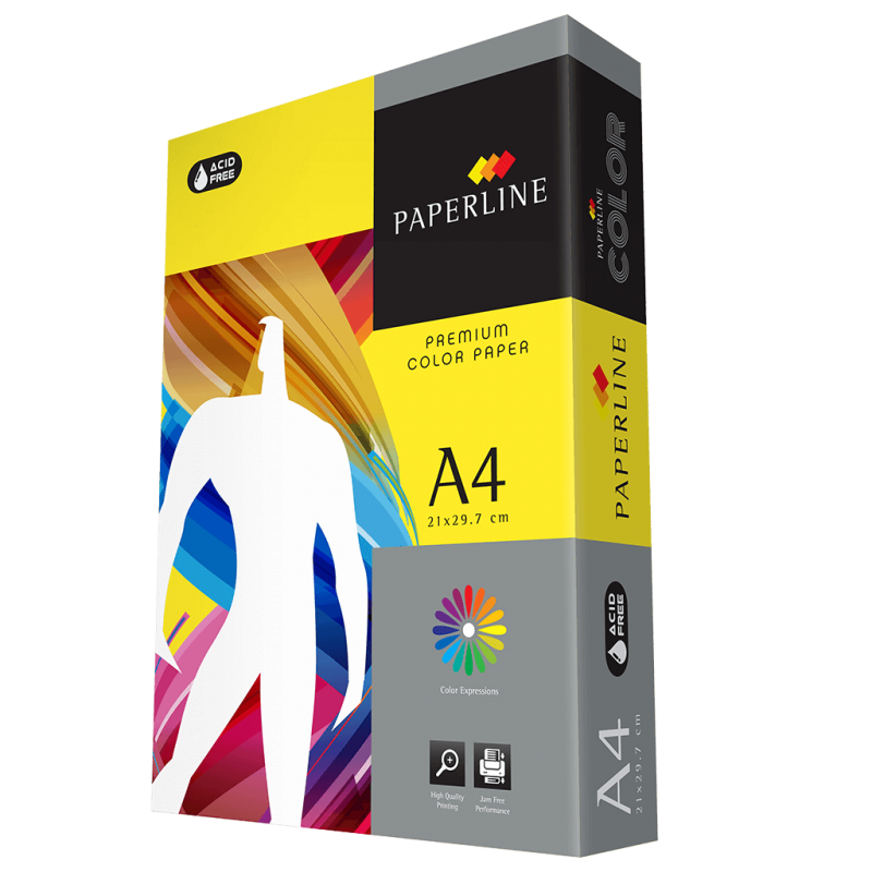 Hartie colorata A4 Paperline 210, 80g/mp, galben intens, lemon, top 500 coli