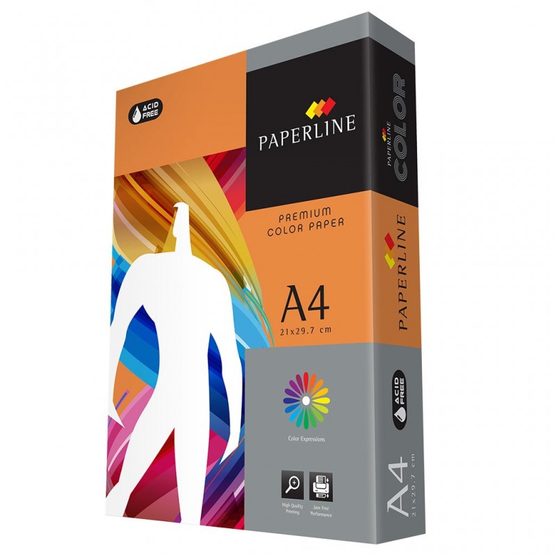 Hartie colorata A4 Paperline 240, 80g/mp, portocaliu intens, saffron, top 500 coli
