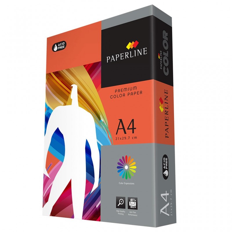Hartie colorata A4 Paperline 250, 80g/mp, rosu intens, top 500 coli