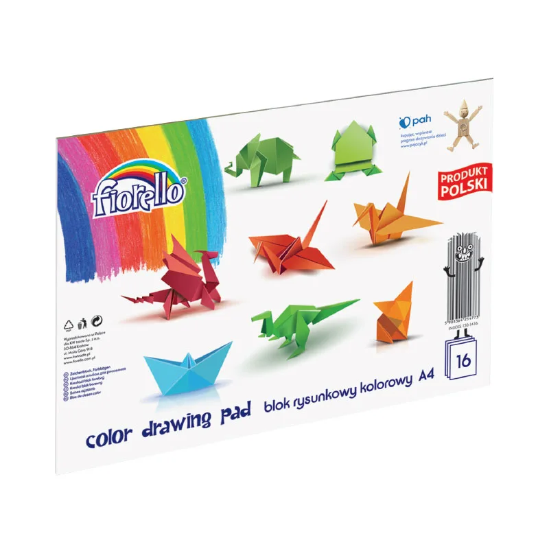 Bloc tehnic colorat A4 Fiorello 150-1436, 80g/mp, set 16 file