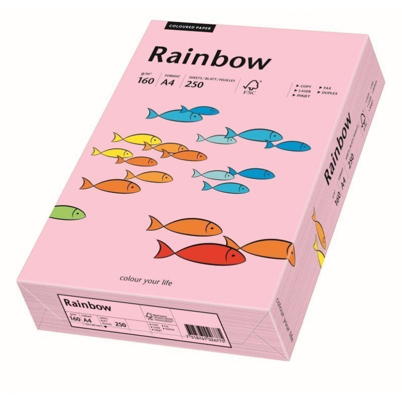 Carton colorat A4 Rainbow 88042527, 160g/mp, roz deschis, top 250 coli