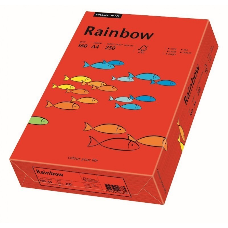 Carton colorat A4 Rainbow 88042483, 160g/mp, rosu intens, top 250 coli