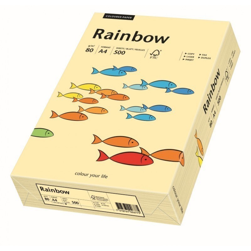 Hartie colorata A4 Rainbow 88042249, 80g/mp, crem, top 500 coli
