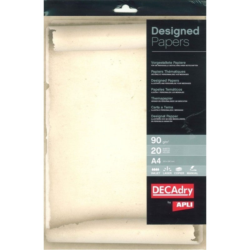 Hartie cu model A4 DECAdry 12457, 90g/mp, model pergament, set 20 coli