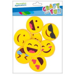 Forme decorative - hartie gumata autoadeziva - emoji, galben, set 8 buc, Craft with Fun, 463729