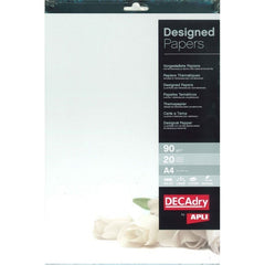 Hartie cu model A4 DECAdry 12126, 90g/mp, model floare alba, set 20 coli