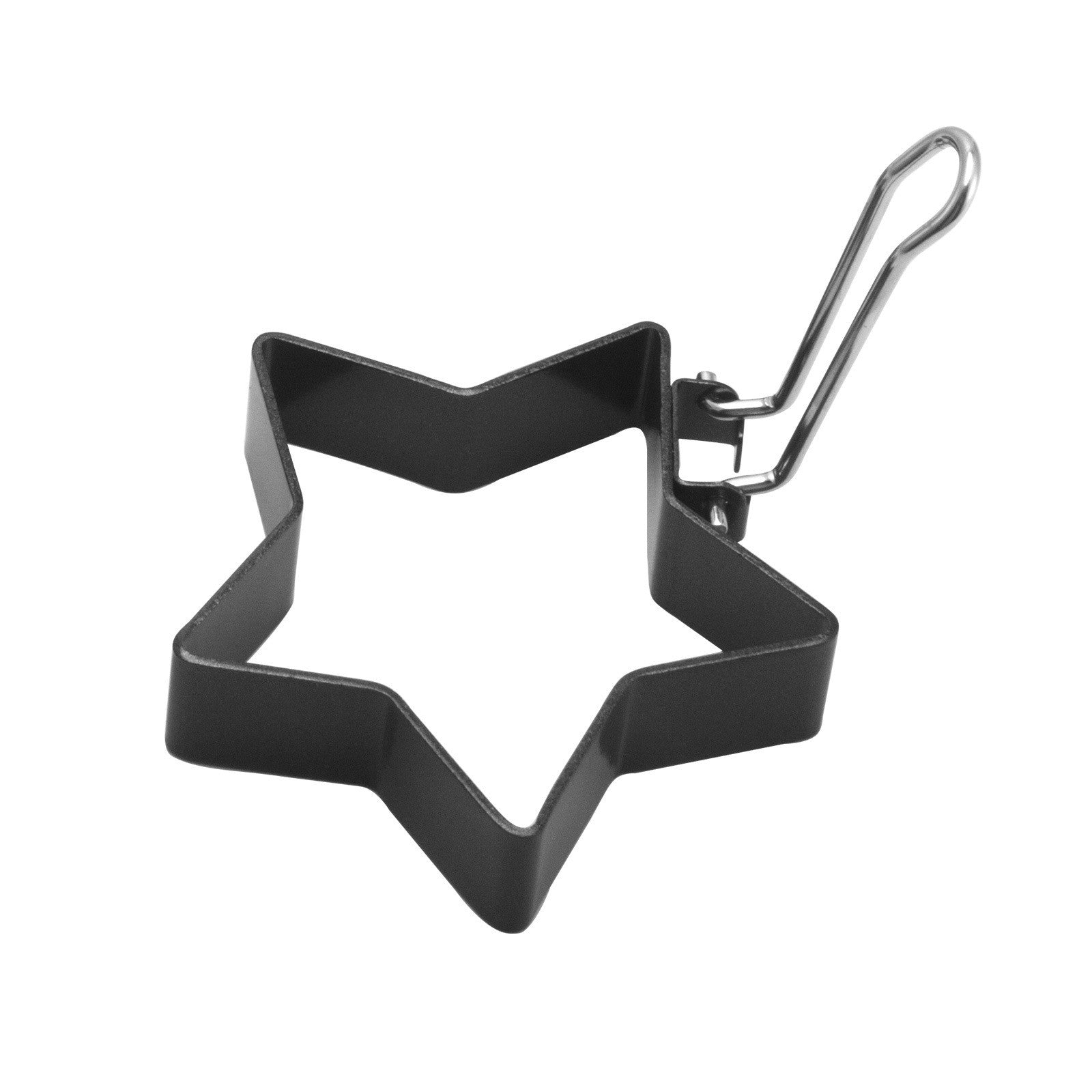 Set 4 forme pentru ou Kaveny, din otel, strat antiaderent, diametru 7.5 cm, cu maner din ABS, negru