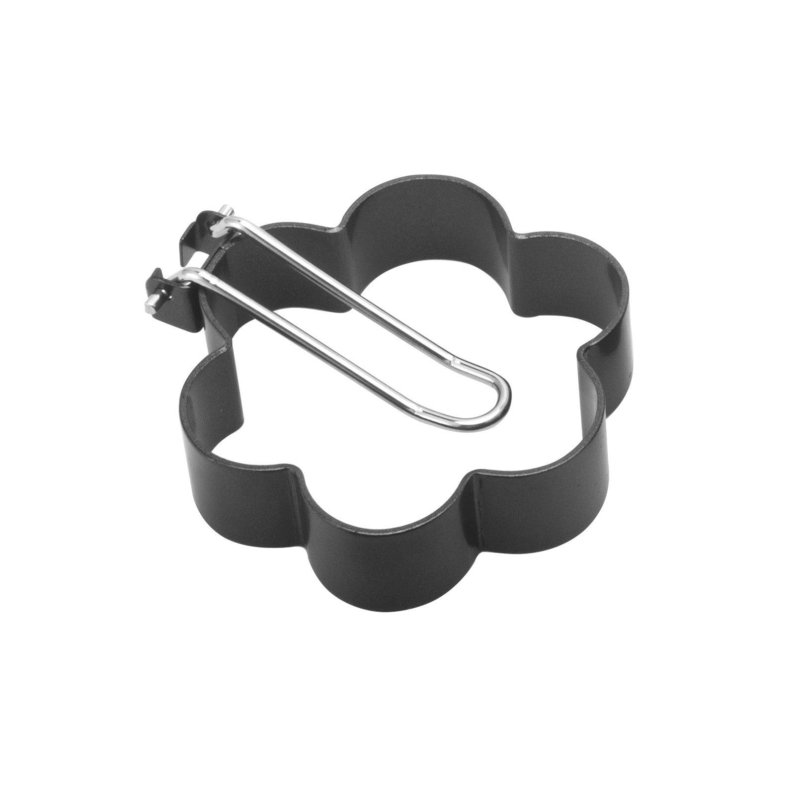 Set 4 forme pentru ou Kaveny, din otel, strat antiaderent, diametru 7.5 cm, cu maner din ABS, negru
