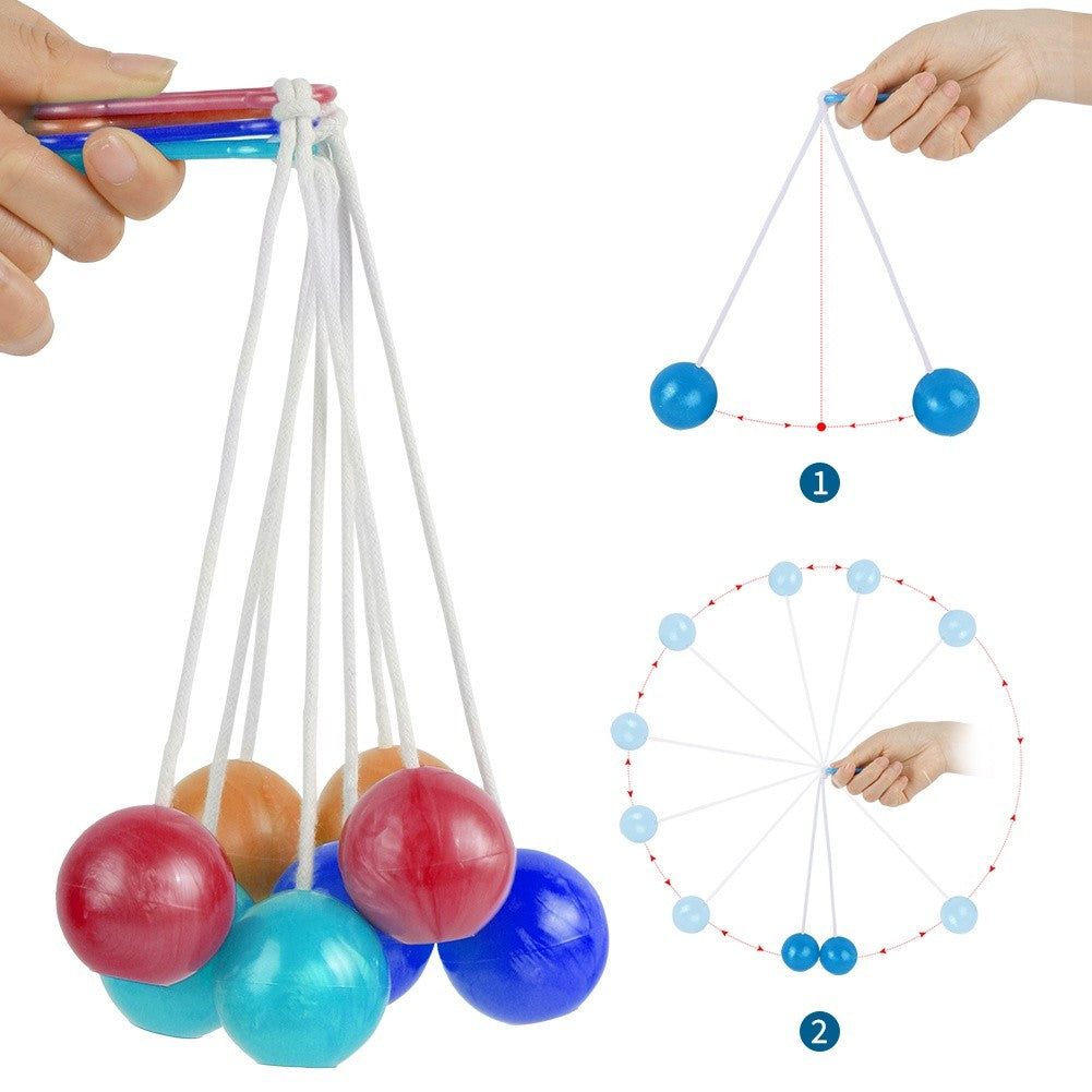 Jucarie interactiva cu bile, Kaveny, Clackers ball, antistres, Albastru, 40 mm