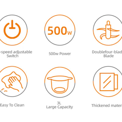 Tocator de alimente Haley HY-1238 – Putere de 500W si vas de 3L din inox pentru tocare eficienta