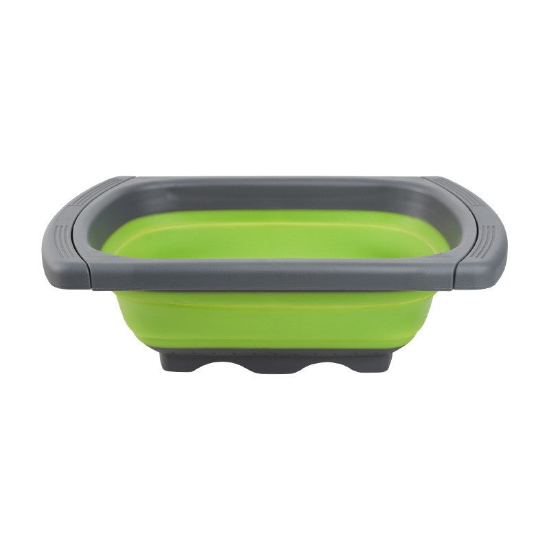Cos de Scurgere Retractabil pentru Chiuveta, Kadeny, cu Filtru, pentru Fructe si Legume, de Uz Casnic, 39x12 cm, Design Extensibil pana la 61 cm, cu Manere de Prindere, Verde